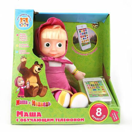 Мягкая игрушка – Маша с обучающим телефоном, озвученная, 30 см. 